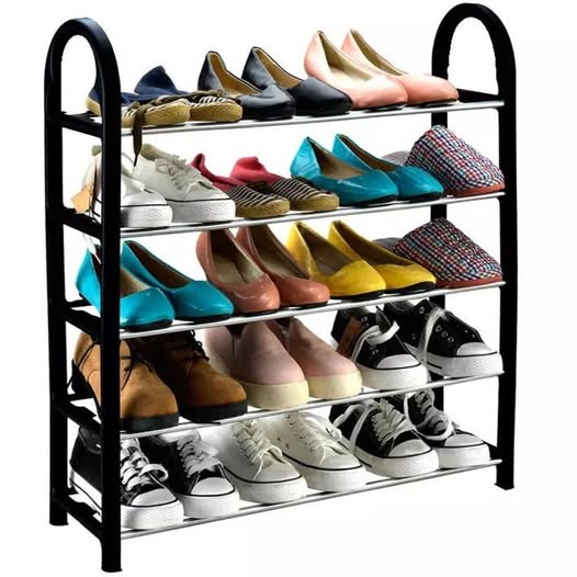 Assorted 5 Tier Shoe Rack- Black