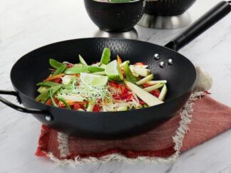 13-inch Gibson Home Hammered Carbón Steel Wok