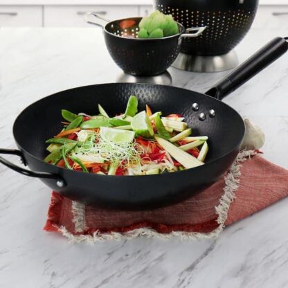 13-inch Gibson Home Hammered Carbón Steel Wok