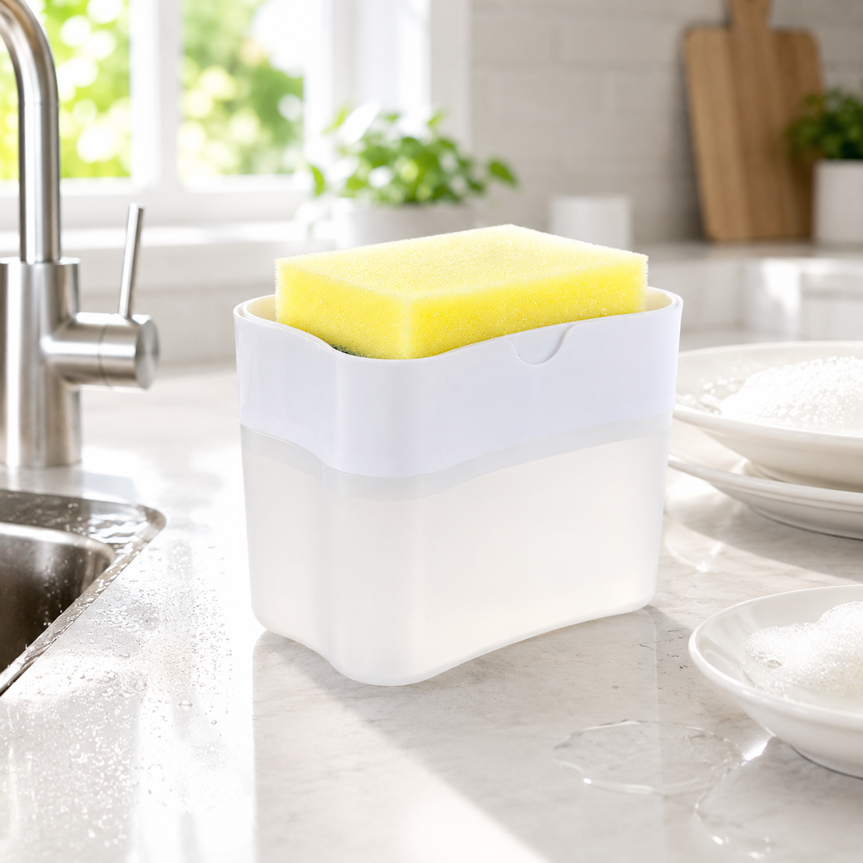 2-in-1 Soap Dispenser with Sponge Holder