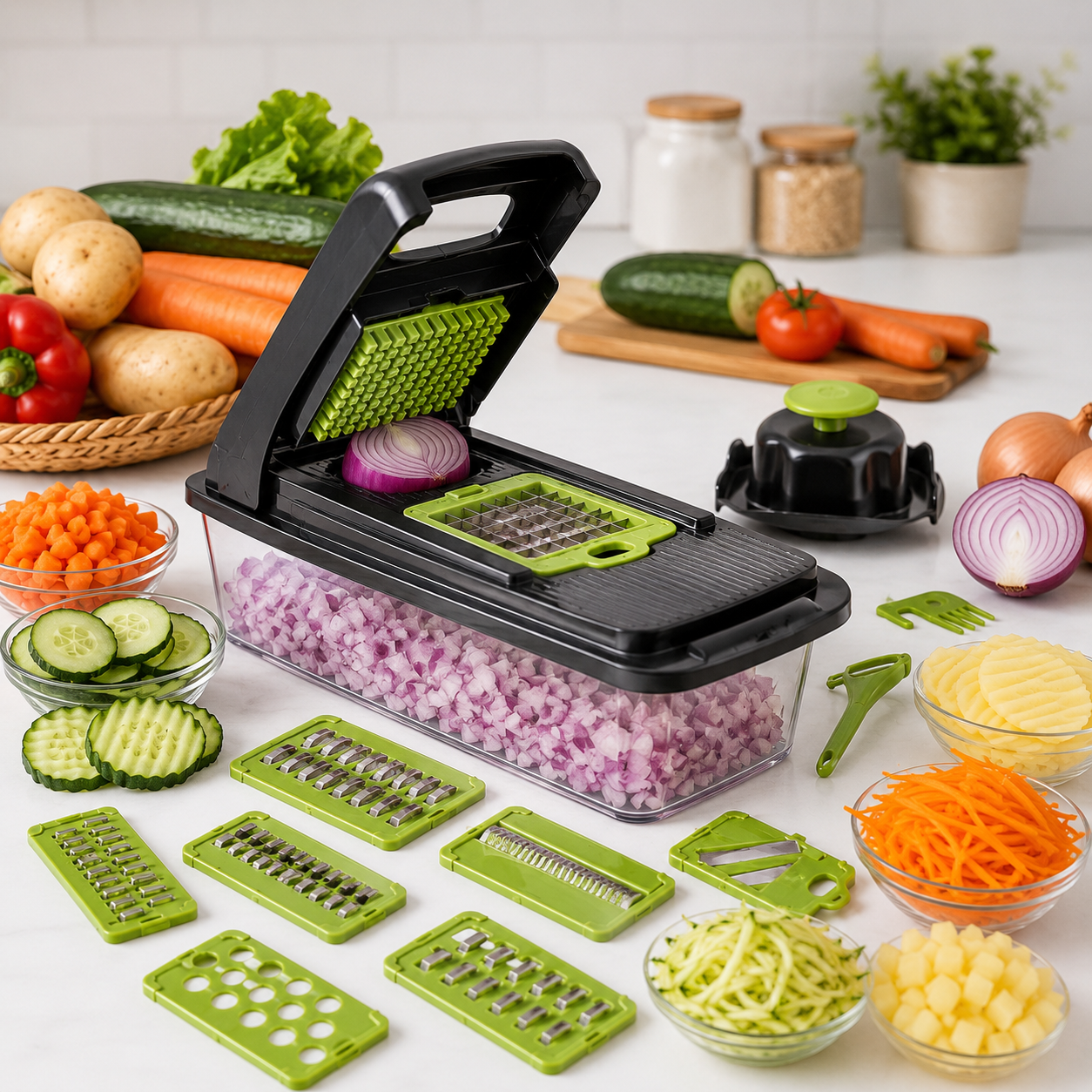 16-Piece Multifunctional Vegetable Slicer & Chopper