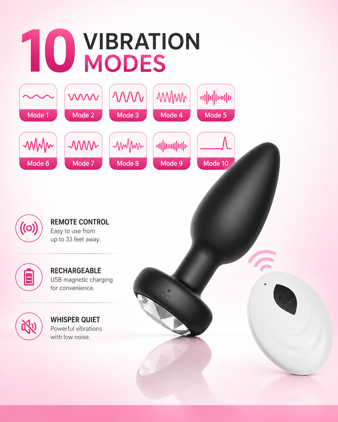 10-Mode Remote-Control Vibrating Plug - Image 3