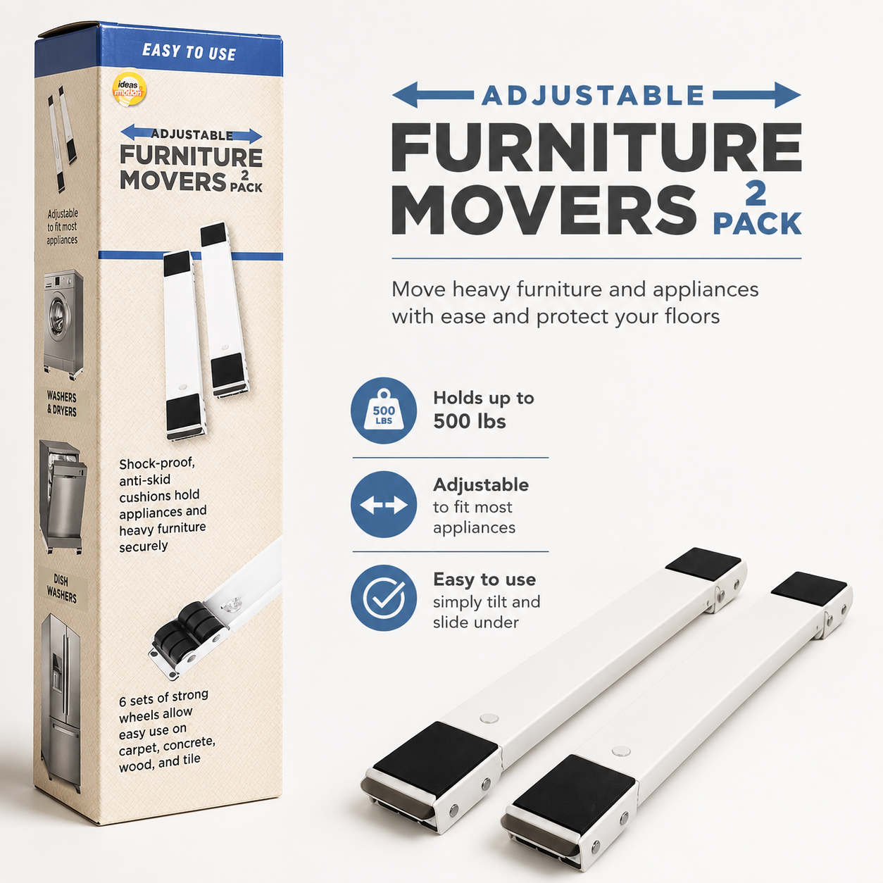 Adjustable Furniture Movers – 2-Piece Set