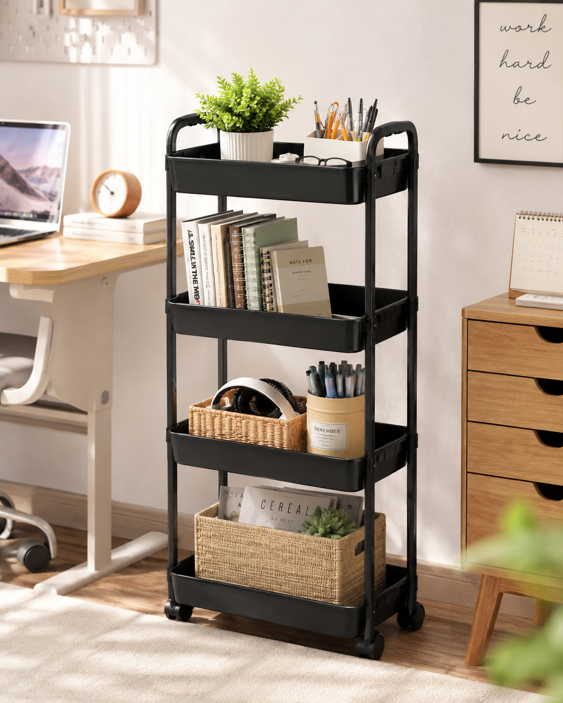 4- Tier Slim Rolling Storage Cart - Image 5