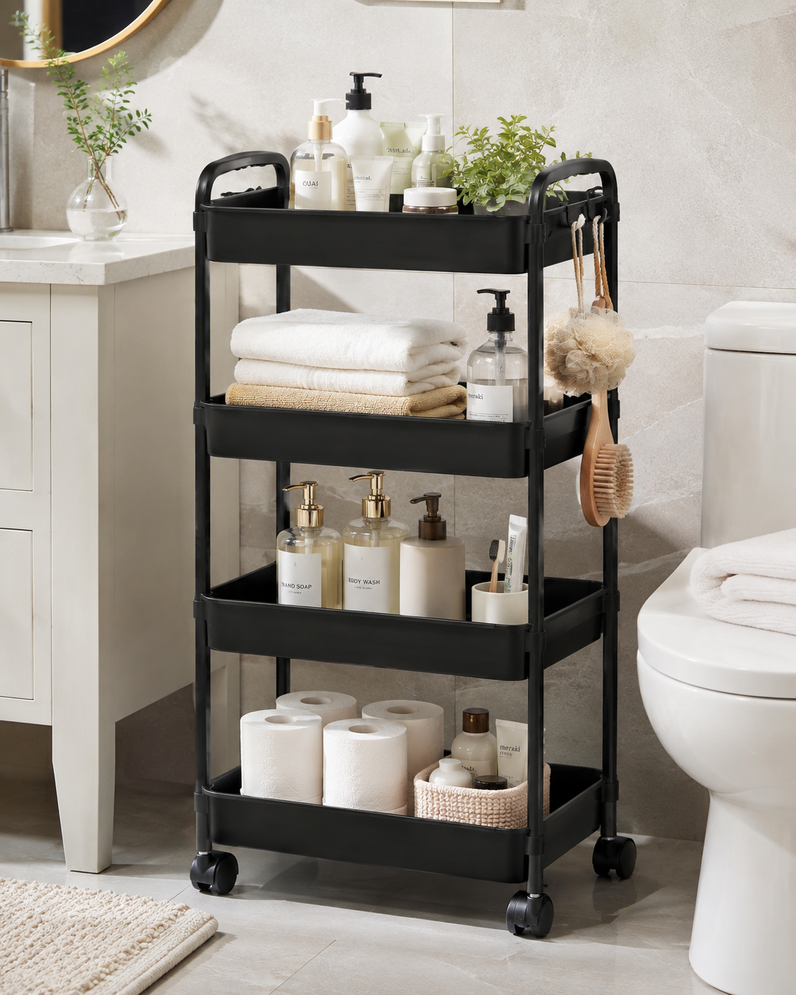4- Tier Slim Rolling Storage Cart - Image 3